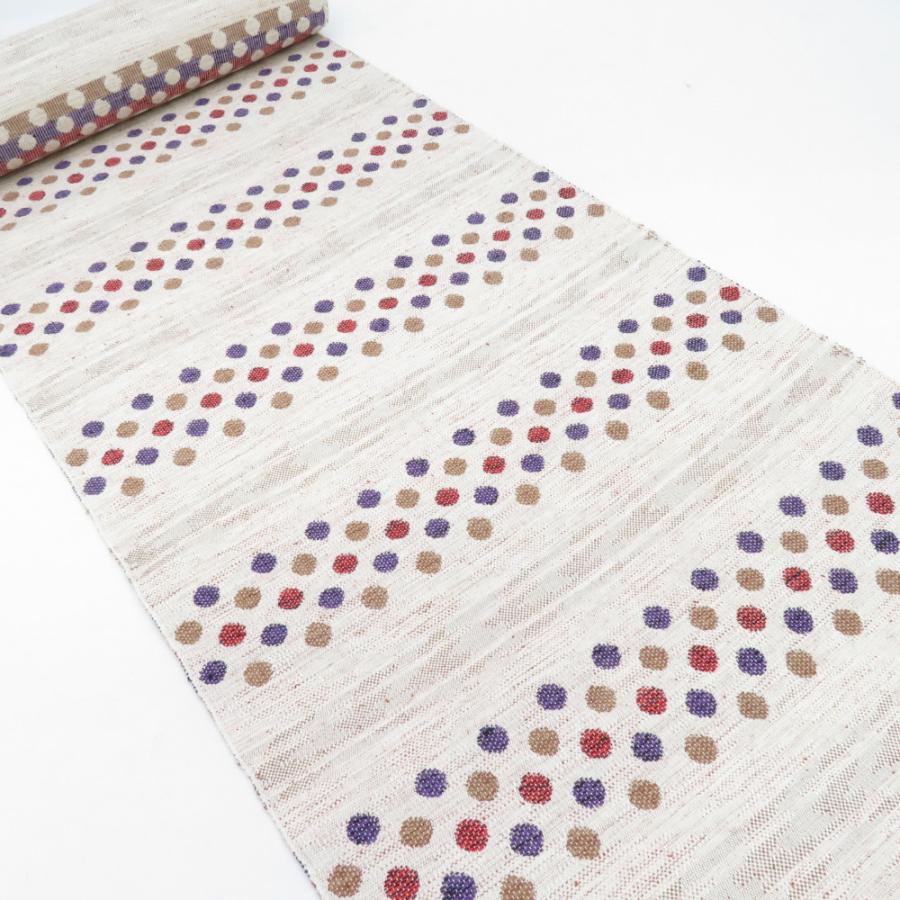 反物 米沢紬 八寸名古屋帯 「ほほえみ」スワセンイ ベージュ色 ドット柄 山形県産 全通柄 着物生地 和裁 未仕立て品 長さ500cm 新品 【キモノオフ野々市若松店】 反物 米沢紬 八寸名古屋帯 「ほほえみ」スワセンイ ベージュ色 ドット