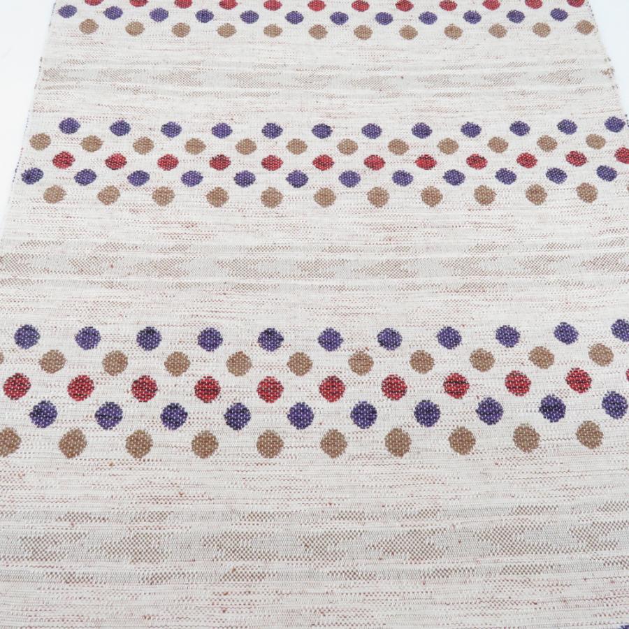 反物 米沢紬 八寸名古屋帯 「ほほえみ」スワセンイ ベージュ色 ドット