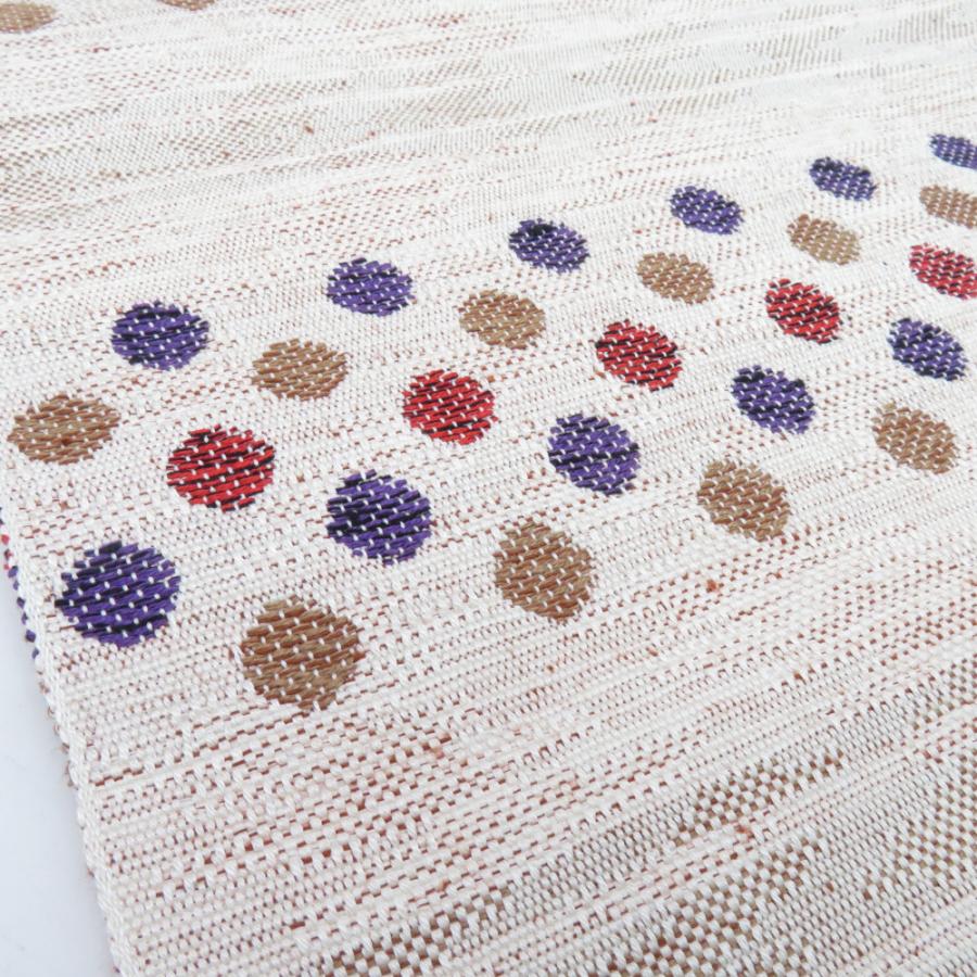 反物 米沢紬 八寸名古屋帯 「ほほえみ」スワセンイ ベージュ色 ドット