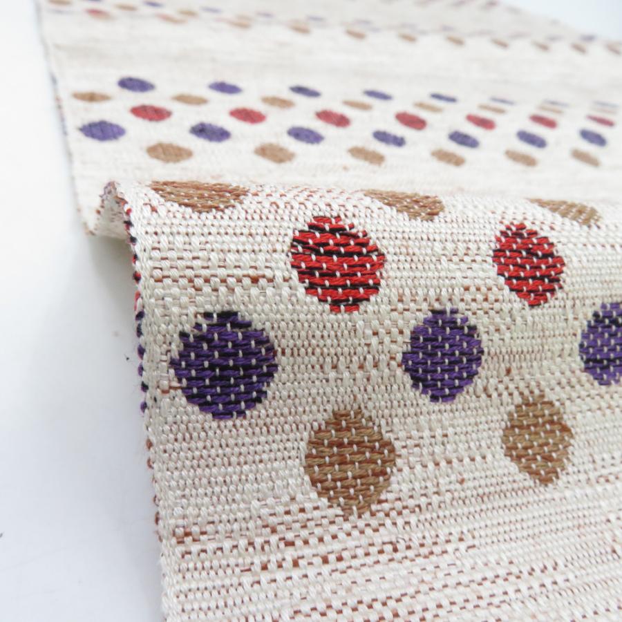 反物 米沢紬 八寸名古屋帯 「ほほえみ」スワセンイ ベージュ色 ドット