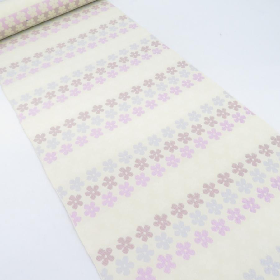 反物 米沢紬 八寸名古屋帯 「はなごろも」スワセンイ クリーム色 小花