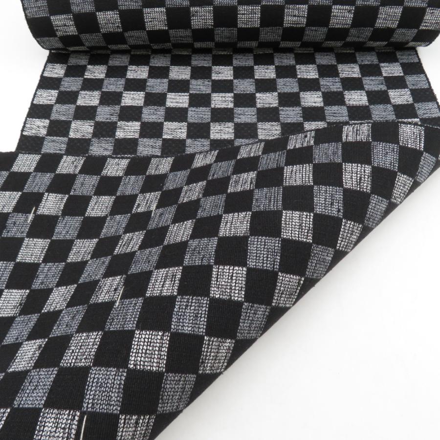 反物 米沢紬 八寸名古屋帯 「清廉」スワセンイ 黒色 玉つなぎ 山形県産  