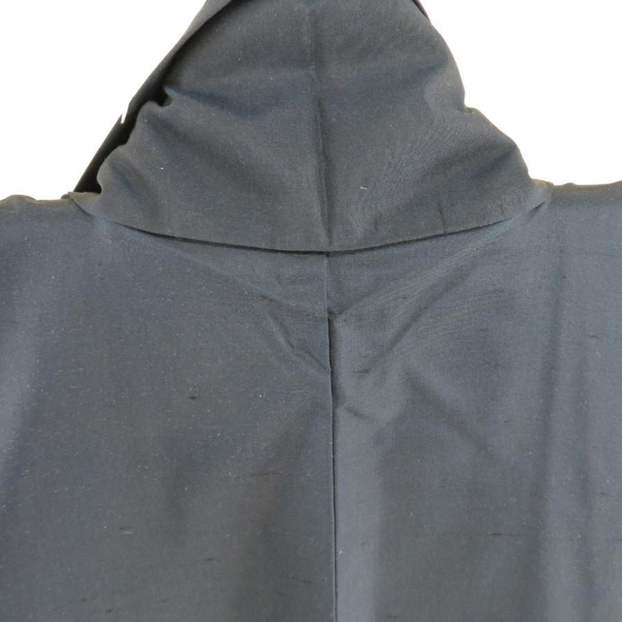 紬 着物 無地 紋なし 袷 広衿 紺色 正絹 カジュアル 仕立て上がり 身丈