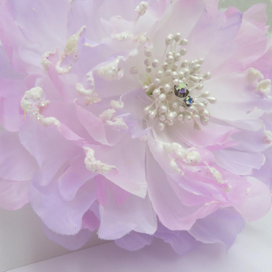髪飾り・かんざし 大花・蝶 パープル系 ジュエリー調 結婚式