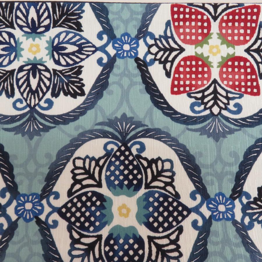 半幅帯 WAKKA ワッカ イチゴに花 正絹 リバーシブル 日本製 半巾帯 長