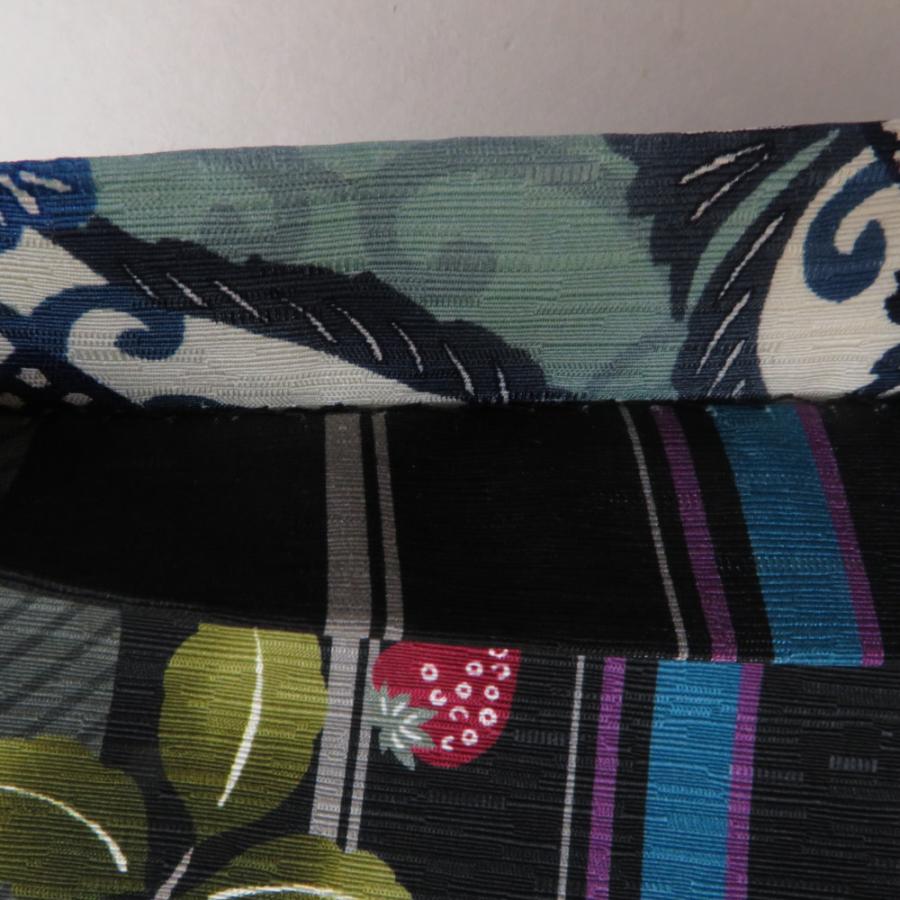 半幅帯 WAKKA ワッカ イチゴに花 正絹 リバーシブル 日本製 半巾帯 長