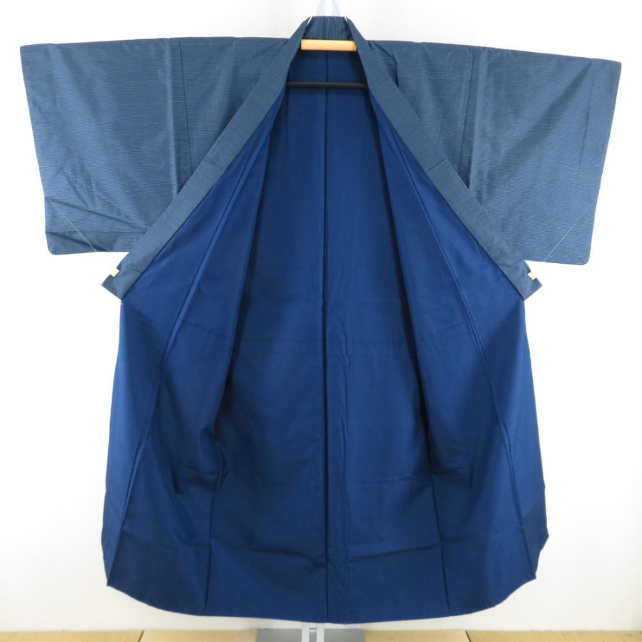 男着物 大島紬 証紙付 亀甲 アンサンブル 袷 紺色 正絹 男性用きもの
