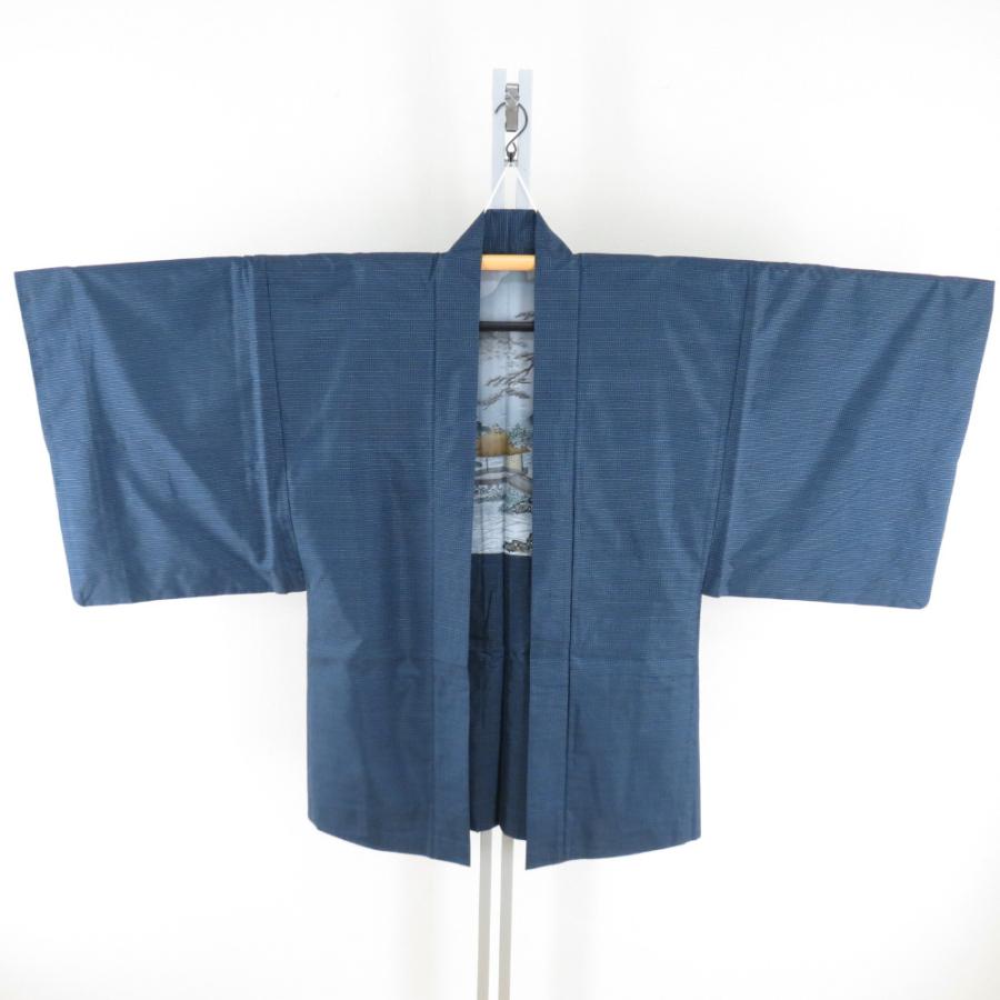 男着物 大島紬 証紙付 亀甲 アンサンブル 袷 紺色 正絹 男性用きもの