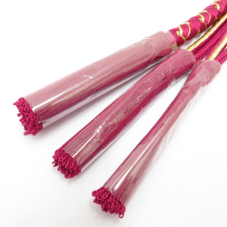 帯締め 振袖用 帯〆 ローズピンク×金色 パールビーズ 飾り付き 撚り房 金糸 絹100% 丸組 成人式 卒業式 和装小物 翠嵐工房 日本製 長さ180cm 新品 【キモノオフ野々市若松店】 帯締め 振袖用 帯〆 ローズピンク×金色 パールビーズ 飾り付き 撚り房