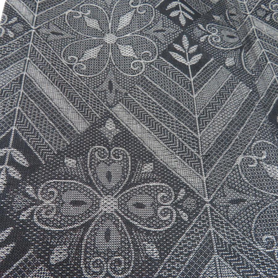 ウール着物 アンサンブル 羽織セット 花菱柄 単衣胴抜き 黒色 灰色