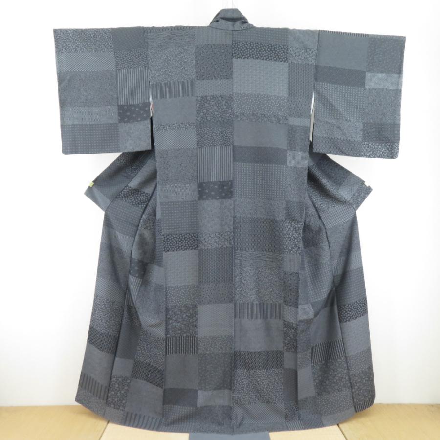 御召 織文様 伊勢型織 織座小紋 正絹 灰黒色 袷 広衿 紋なし