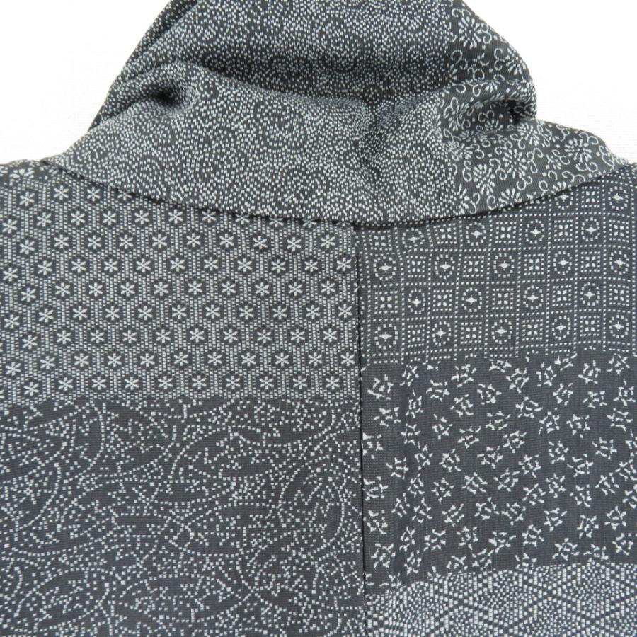 御召 織文様 伊勢型織 織座小紋 正絹 灰黒色 袷 広衿 紋なし