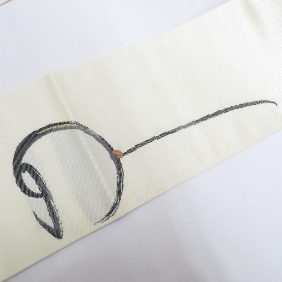 名古屋帯 白地 風鈴柄 白×グレー ふうりん モノトーン シンプル 