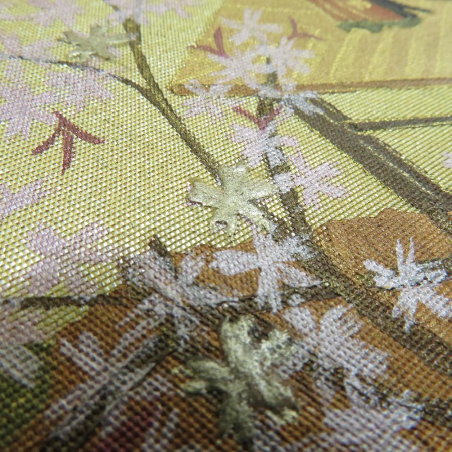 袋帯 平安絵巻文様 金糸 箔入り 金色x多色 六通柄 お太鼓柄 袋帯 平安絵巻文様 金糸 箔入り 金色x多色 六通柄 お太鼓柄