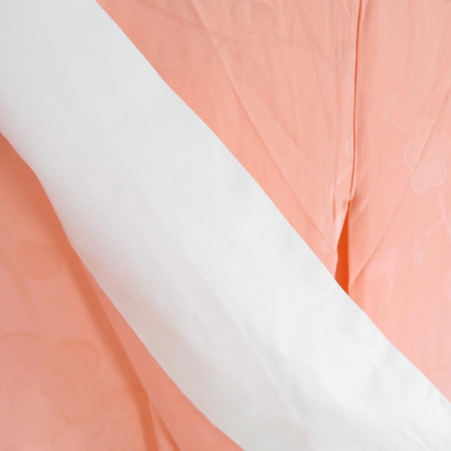 襦袢 振袖用 絞り 梅文様 桃橙色 正絹 広衿 袖無双 長襦袢 仕立て