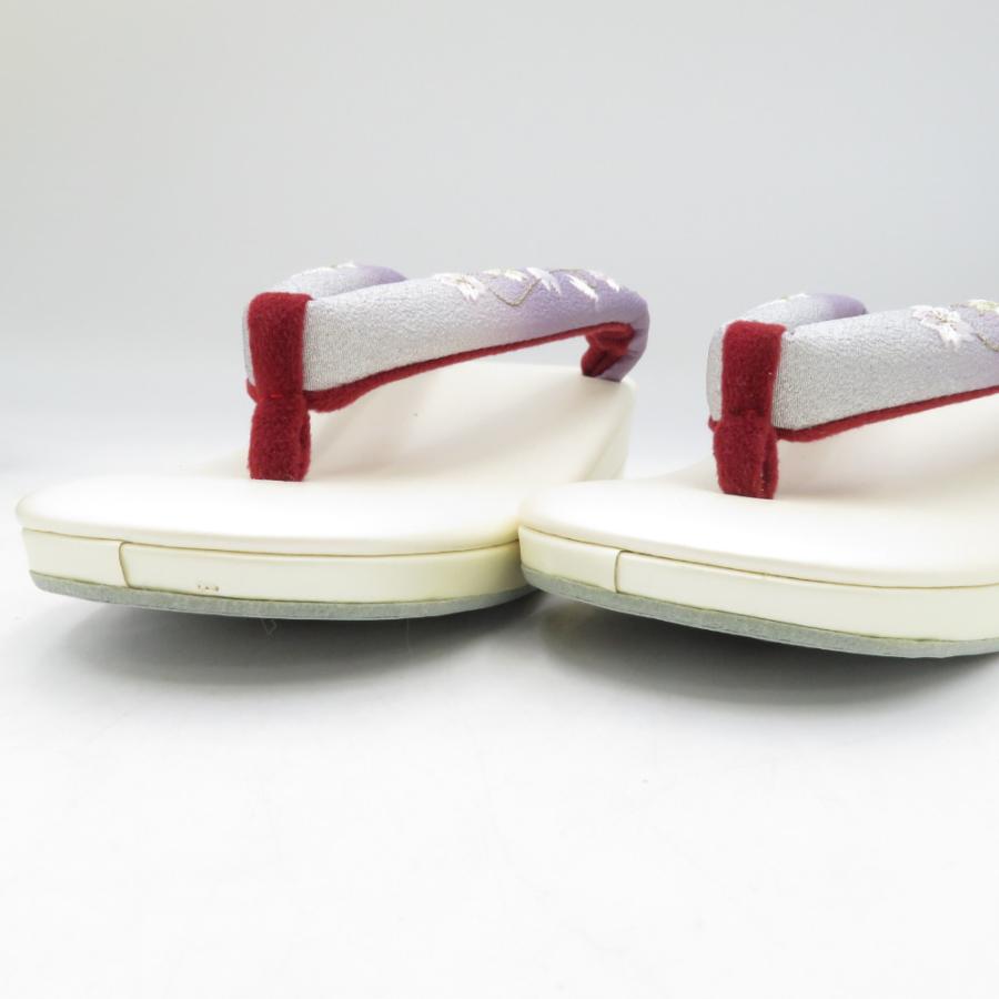 草履 東京浅草【金鷲】キンワシ印 刺繍鼻緒 Lサイズ オフホワイト 桜柄 24cm 日本製 未使用品 |  | 03