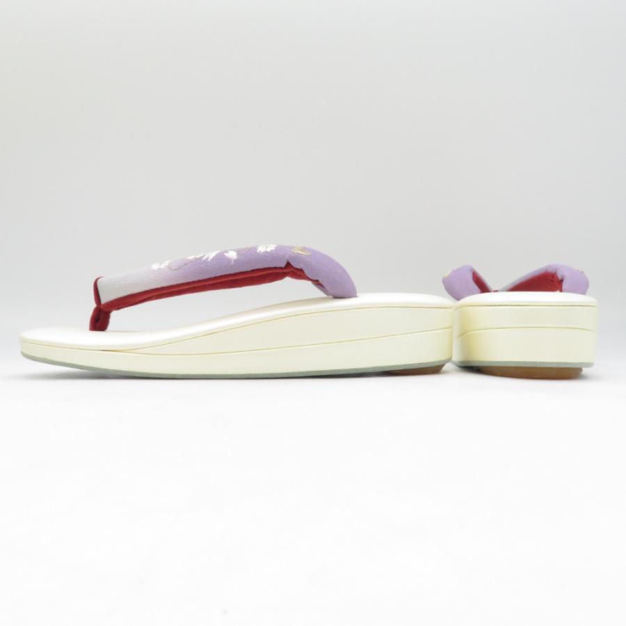 草履 東京浅草【金鷲】キンワシ印 刺繍鼻緒 Lサイズ オフホワイト 桜柄 24cm 日本製 未使用品 |  | 04