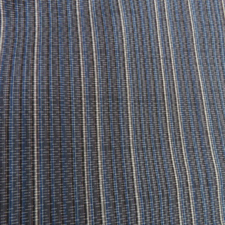 紬 着物 本場大島紬 証紙付 大島紬美幸謹製 袷着物 広衿 青紺色 縞柄