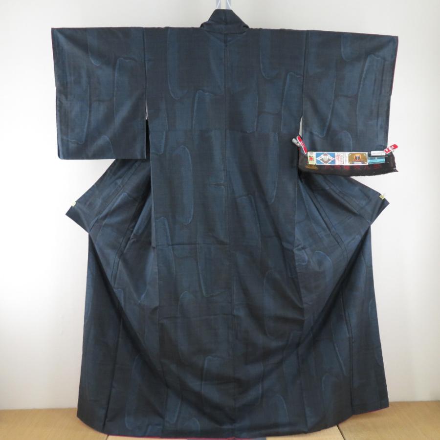 紬 着物 本場奄美大島紬 証紙付 純泥染 田川絹織物 一元式 袷着物 広衿