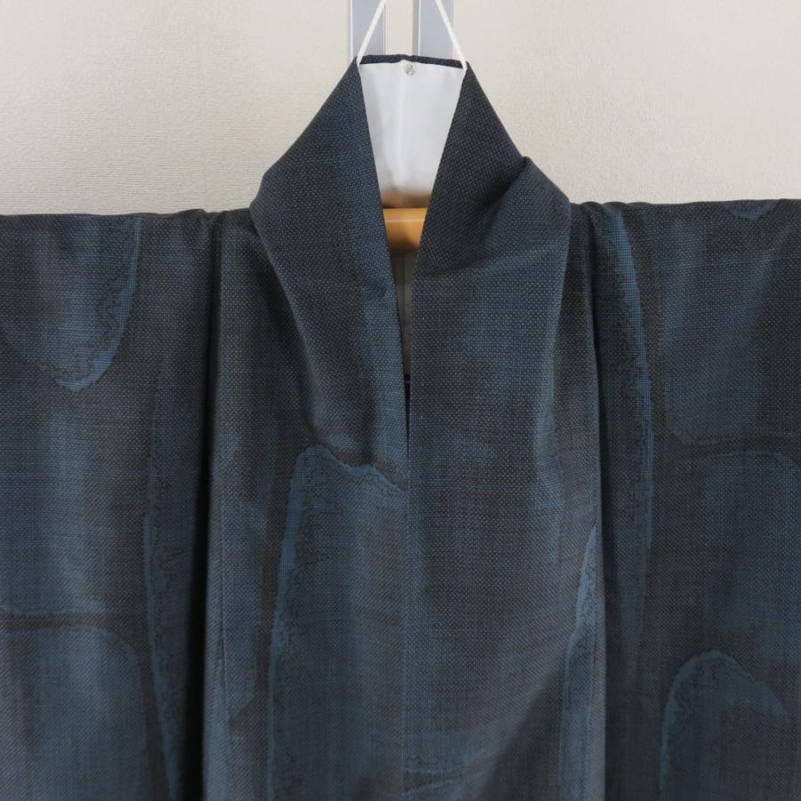 紬 着物 本場奄美大島紬 証紙付 純泥染 田川絹織物 一元式 袷着物 広衿