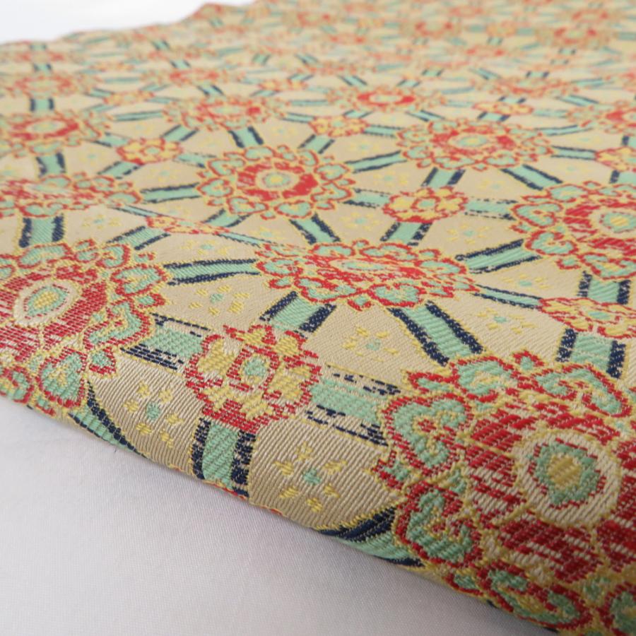 龍村美術織物 名古屋帯 正絹 小蜀紅錦 九寸開きなごや帯 全通柄