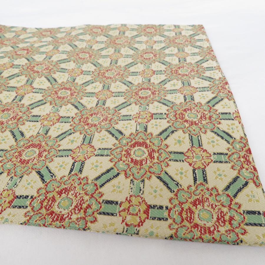 龍村美術織物 名古屋帯 正絹 小蜀紅錦 九寸開きなごや帯 全通柄