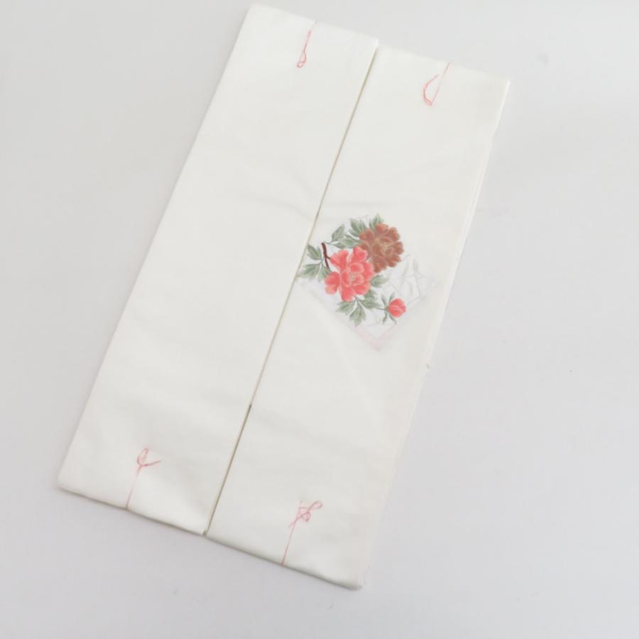 名古屋帯 西陣織り 仕付け糸付き 正絹 クリーム色ｘシルバーｘ多色 色紙に花々文様 お太鼓柄 未使用品 【キモノオフ野々市若松店】 名古屋帯 西陣織り 仕付け糸付き 正絹 クリーム色xシルバーx多色