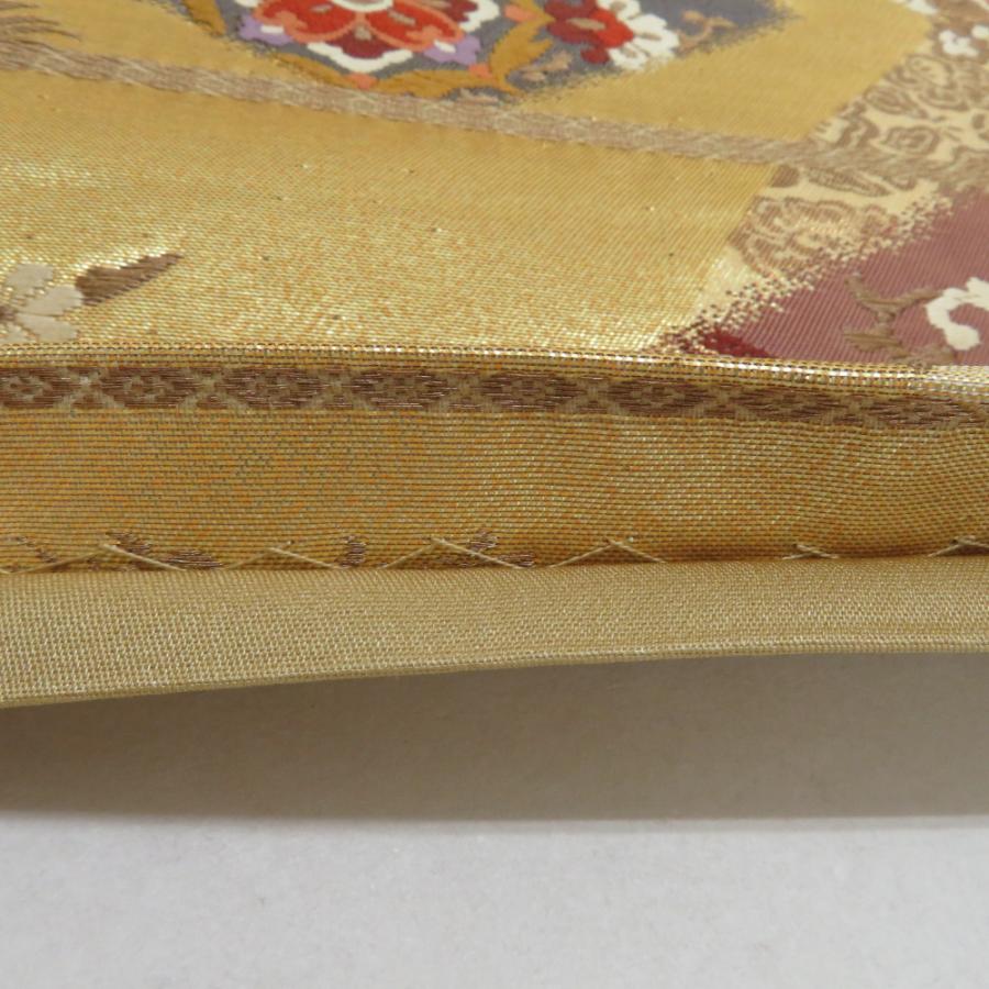 袋帯 正絹 金色ｘ多色 金糸 鹿にオシドリ文様 六通柄 フォーマル 仕立て上がり 着物帯 長さ432cm 【キモノオフ野々市若松店】 袋帯 正絹 金色x多色 金糸 鹿にオシドリ文様 六通柄 フォーマル