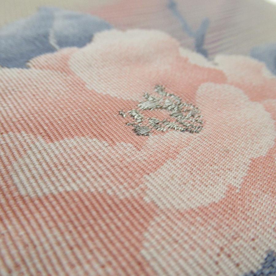 名古屋帯 絽 夏用 花文様 クリーム色ｘ薄ピンクｘ薄紫色 パステル計 銀糸 ラメ入り お太鼓柄 芯入り仕立て 正絹 着物帯  長さ353cm 【キモノオフ野々市若松店】 楽天市場】名古屋帯 絽 夏用 花文様 クリーム色x薄ピンクx薄紫色