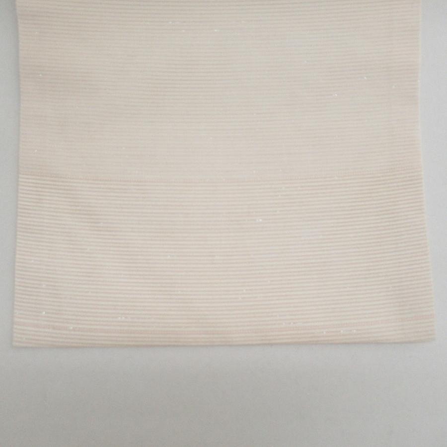 名古屋帯 絽 夏用 花文様 クリーム色x薄ピンクx薄紫色 パステル計