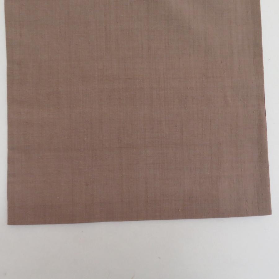 袋帯 洒落袋帯 さがら刺繍 竹文様 お太鼓柄 茶色 紬地 正絹 長さ456cm