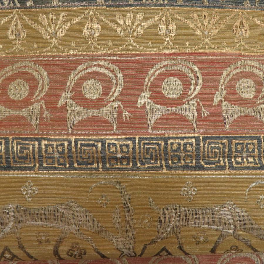 袋帯 すくい織り 金糸 金色 エスニック調 山羊模様 動物柄 六通柄 正絹