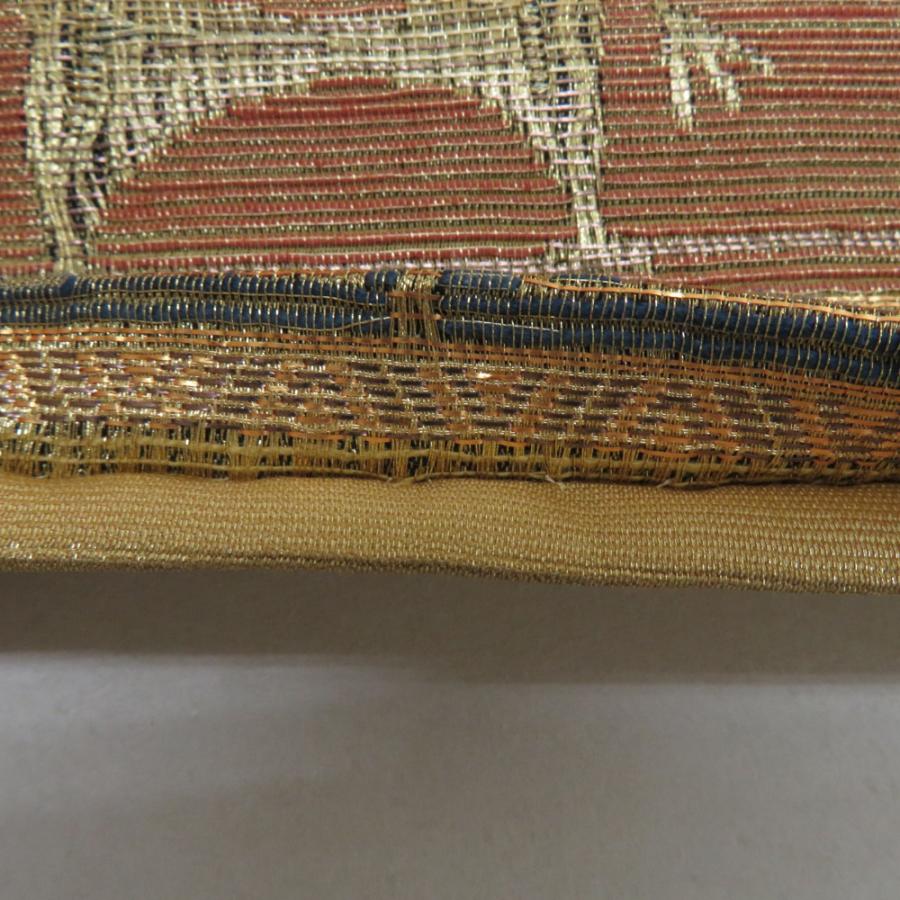 袋帯 すくい織り 金糸 金色 エスニック調 山羊模様 動物柄 六通柄 正絹