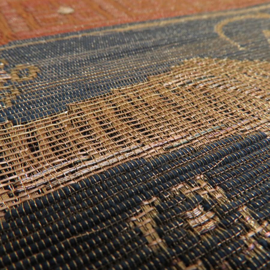 袋帯 すくい織り 金糸 金色 エスニック調 山羊模様 動物柄 六通柄 正絹