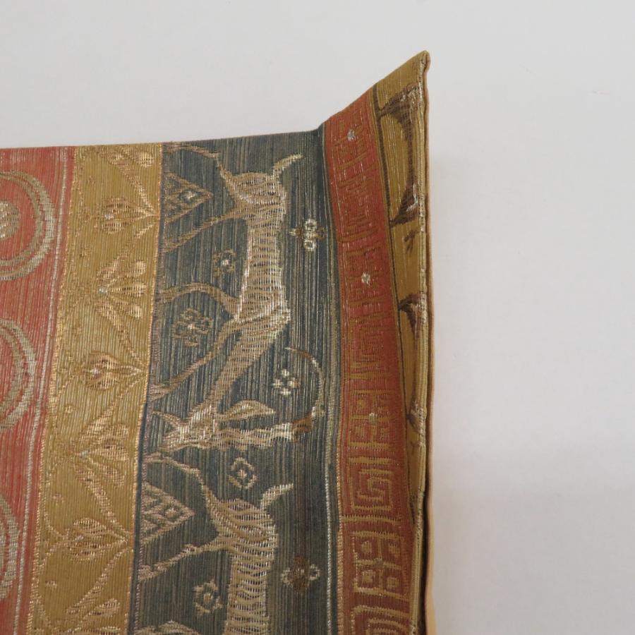 袋帯 すくい織り 金糸 金色 エスニック調 山羊模様 動物柄 六通柄 正絹 フォーマル 仕立て上がり 着物帯 長さ456cm 【キモノオフ野々市若松店】 袋帯 すくい織り 金糸 金色 エスニック調 山羊模様 動物柄 六通柄 正絹