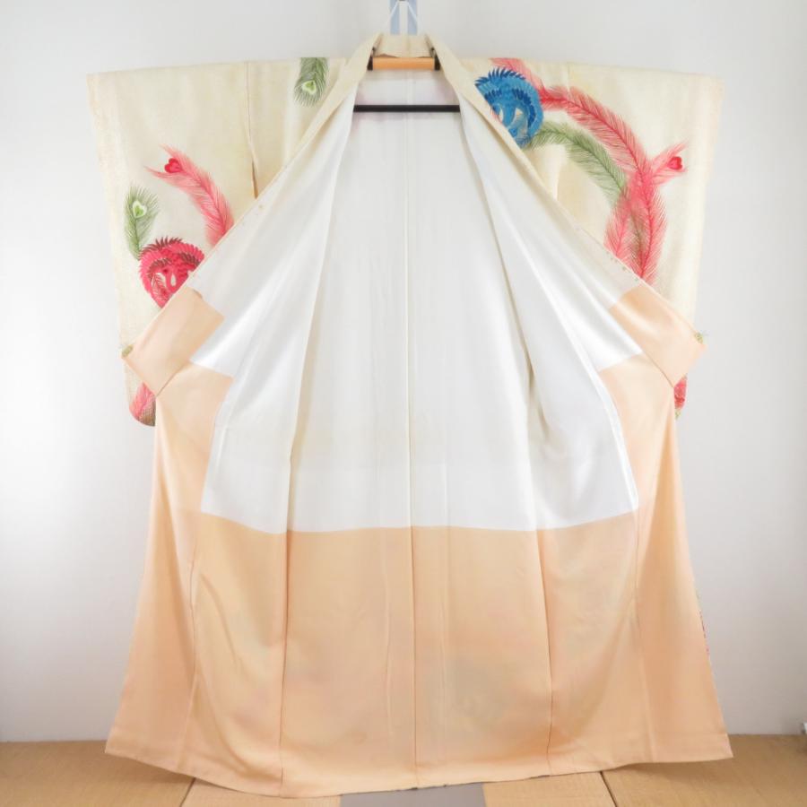 振袖 二尺袖 総絞り 正絹 黄色ｘ多色 刺繍入り 孔雀紋様 袷 広衿 成人式 卒業式 舞台衣装 フォーマル 仕立上り 着物 身丈155cm 【キモノオフ野々市若松店】 振袖 二尺袖 総絞り 正絹 黄色x多色 刺繍入り 孔雀紋様 袷 広衿 成人