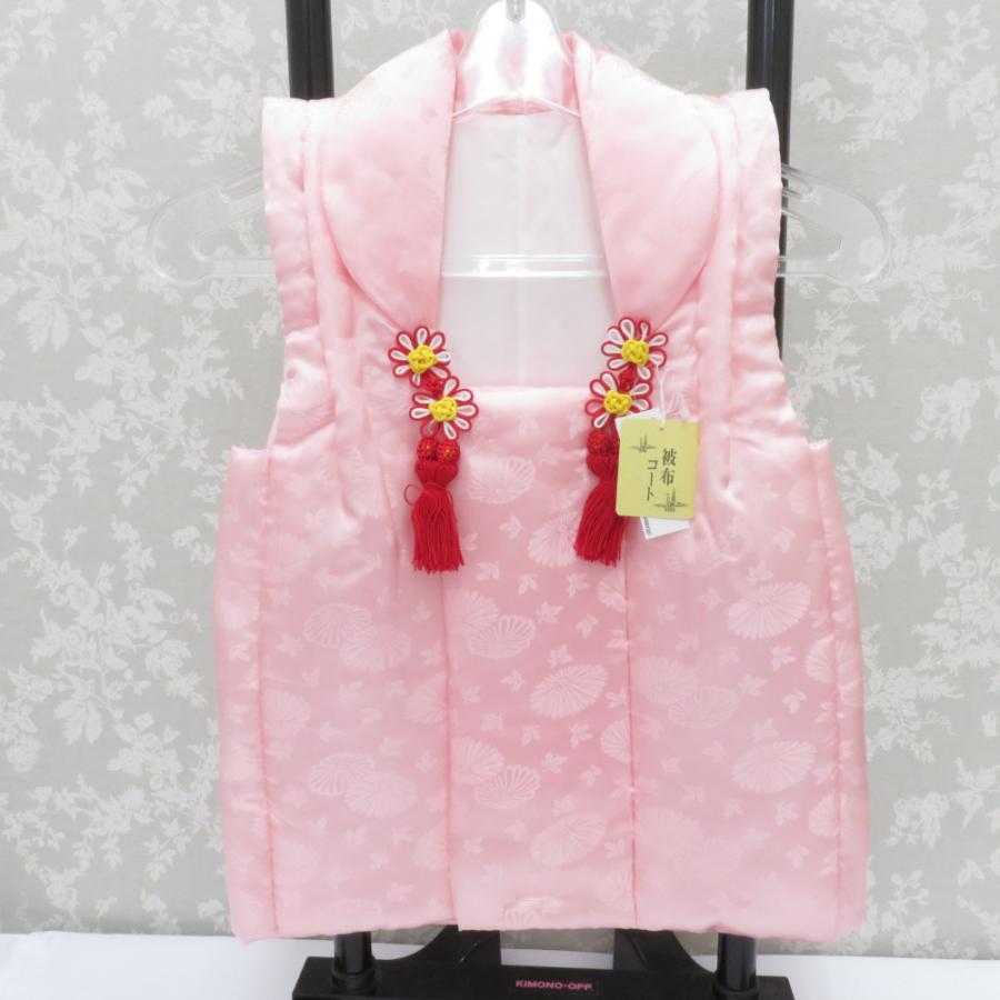 子供着物 被布 子供用 三才用 朱色 菊地模様 無地調 アセテート100% 七五三 女児 祝着 ひな祭り 七五三 三歳 被布単品 身丈49cm 新品 【キモノオフ野々市若松店】 子供着物 被布 子供用 三才用 赤色 菊地模様 無地調 七五三 女児 祝着