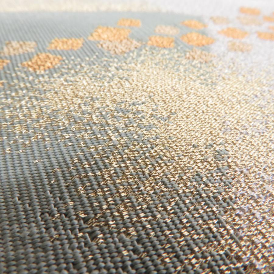 名古屋帯 つづれ 金糸銀糸 白色x多色 華文紋様 お太鼓柄 正絹