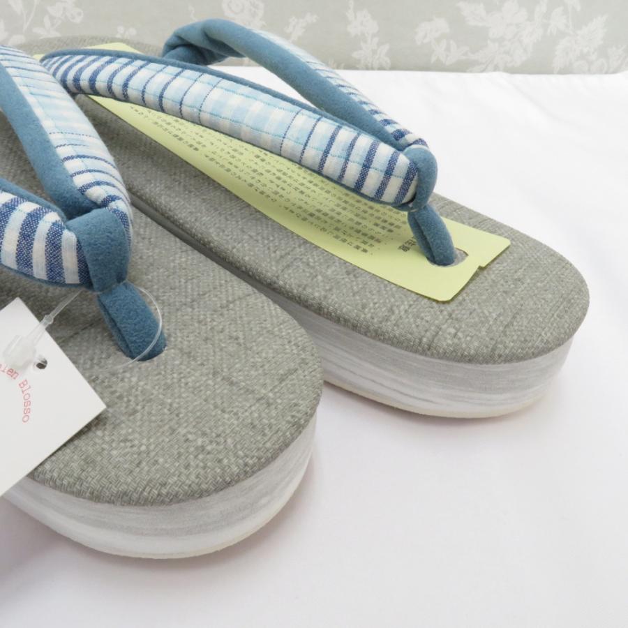 草履 菱屋 Calen Blosso Mサイズ Calen Blosso（カレンブロッソ） 草履 レディース 青 格子鼻緒 Mサイズ