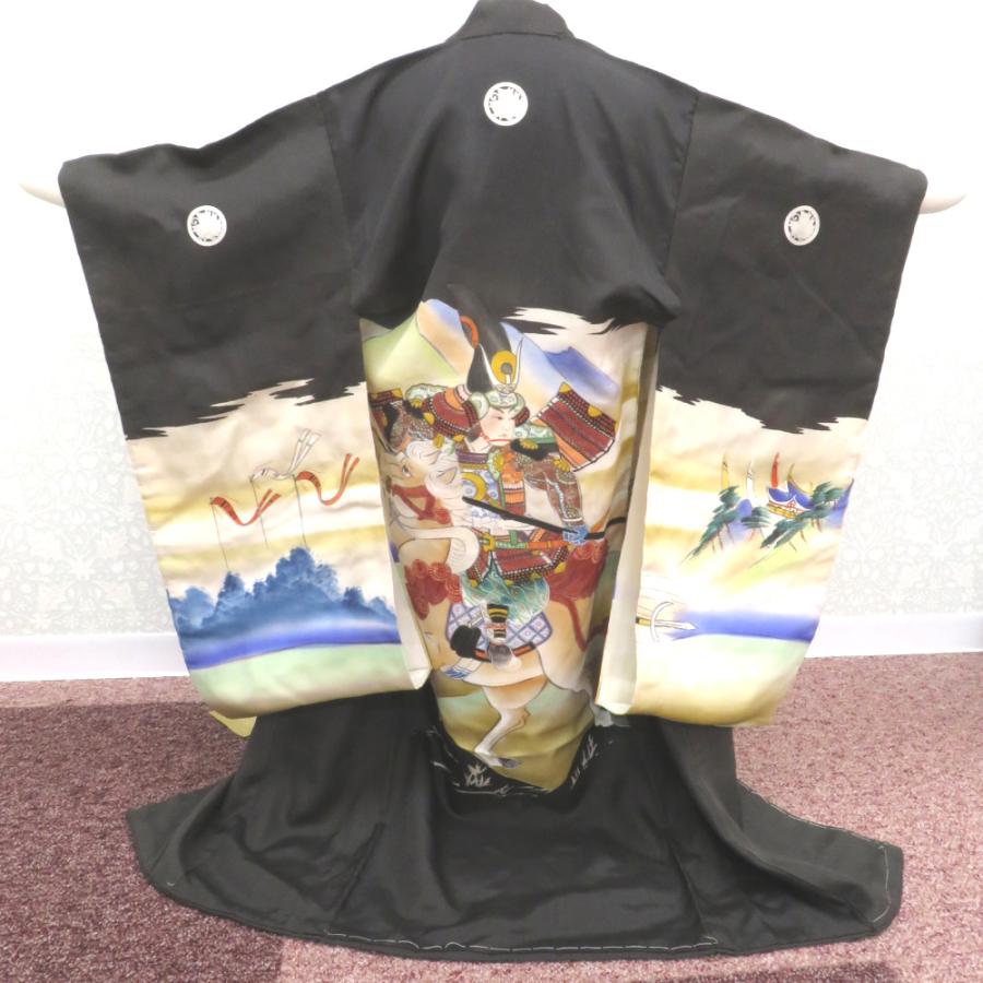 子供着物 アンティーク着物 昔きもの 男児用 一つ身 武将 馬 山