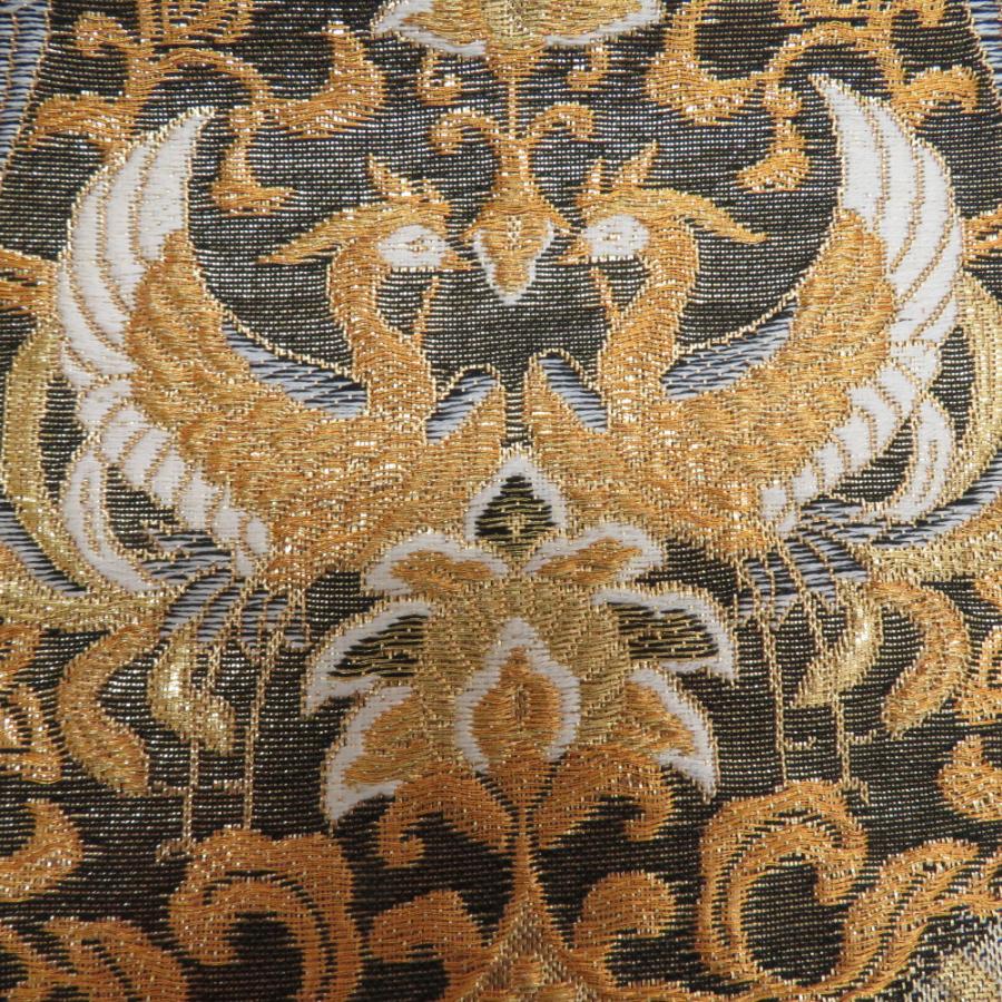 袋帯 華文に鳳凰紋様 金糸 ゴールド 六通柄 正絹 仕立て上がり 着物帯