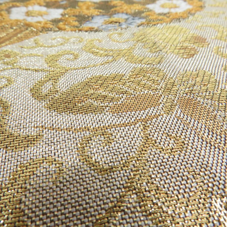 袋帯 華文に鳳凰紋様 金糸 ゴールド 六通柄 正絹 仕立て上がり 着物帯