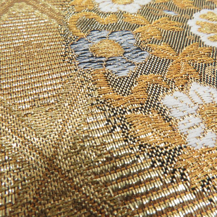 袋帯 華文に鳳凰紋様 金糸 ゴールド 六通柄 正絹 仕立て上がり 着物帯