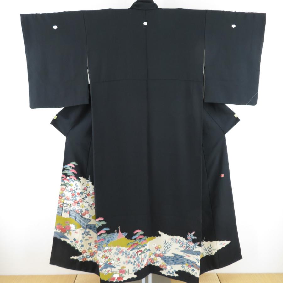 専用 二点セット T-280 黒留袖 加賀友禅 比翼仕立 菊 流水 落款 美品 黒留袖 本場加賀友禅 清藤武二 - からん::アンティーク着物