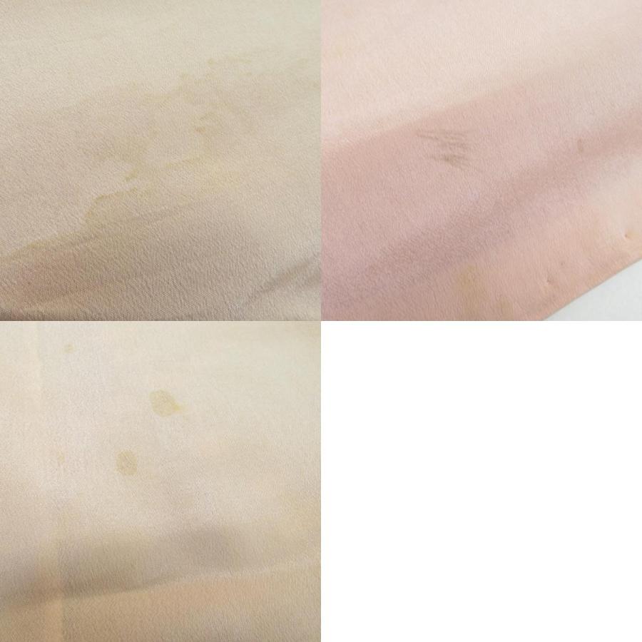 未使用品　袷　ばち襟　正絹　着物　146裄62　銘仙　茶色　赤　アンティーク リサイクルお召し織物 銘仙 お召 お洒落 着物袷 赤 紅絹 丈147cm 裄