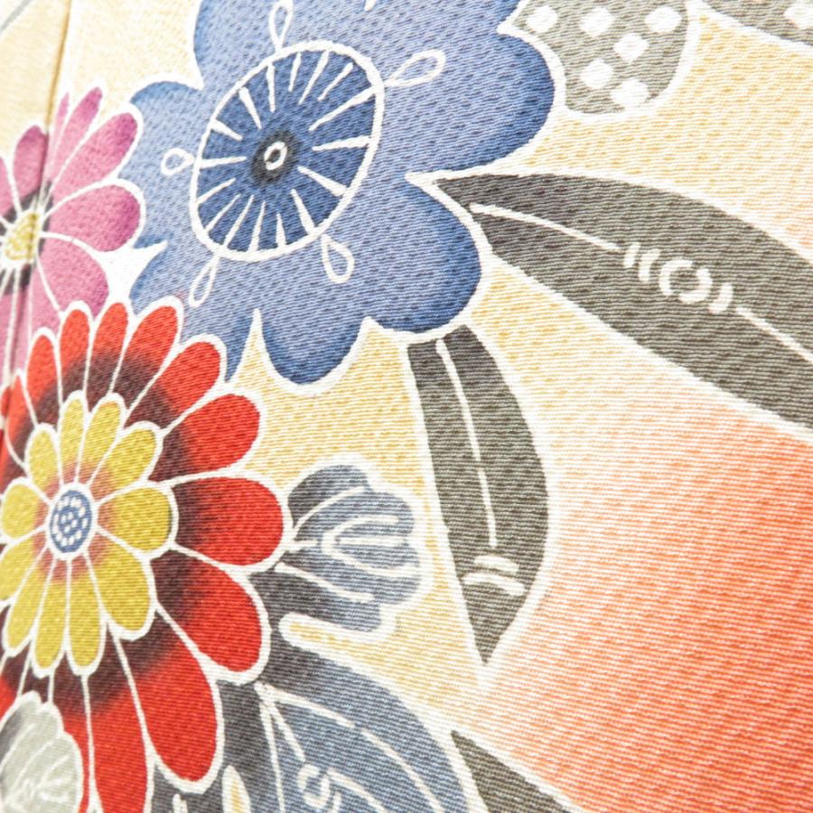 振袖 正絹 サーモンピンク×ベージュ×紫 型染め 風景 花々 袷 広衿 成人式 卒業式 舞台衣装 フォーマル 仕立上り 着物 紅型調 花鳥_4