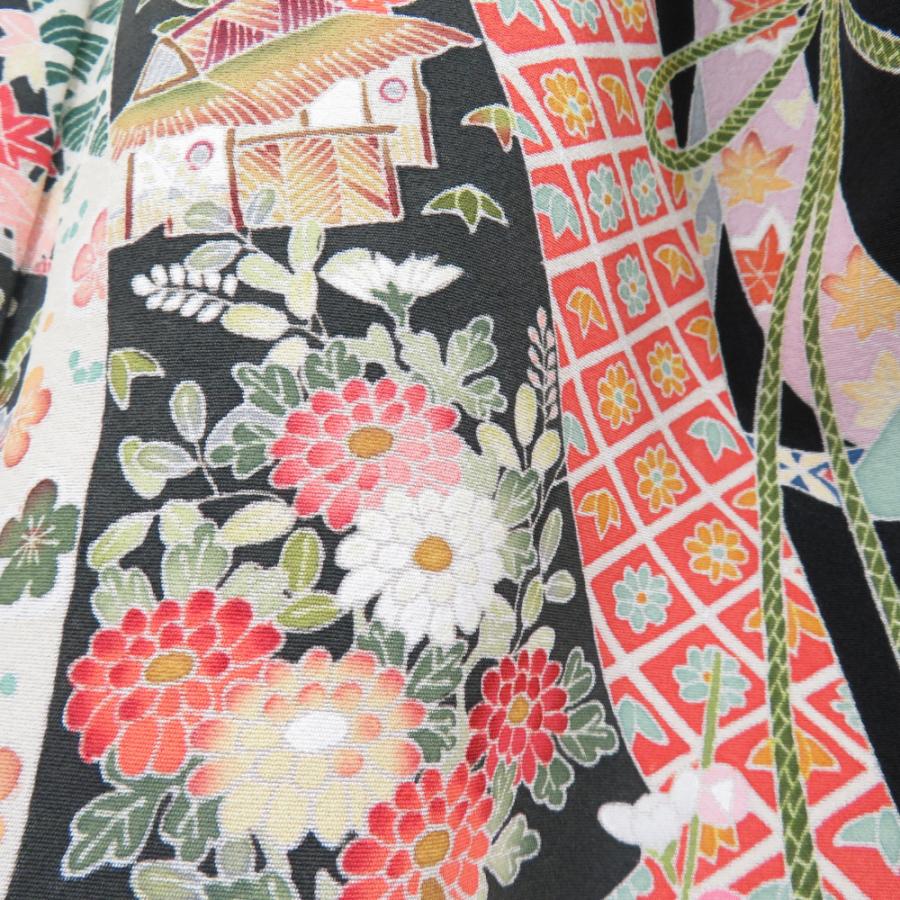 黒留袖 本場加賀友禅染 柿本市郎 誰が袖 作家物 落款入 正絹 袷 広衿