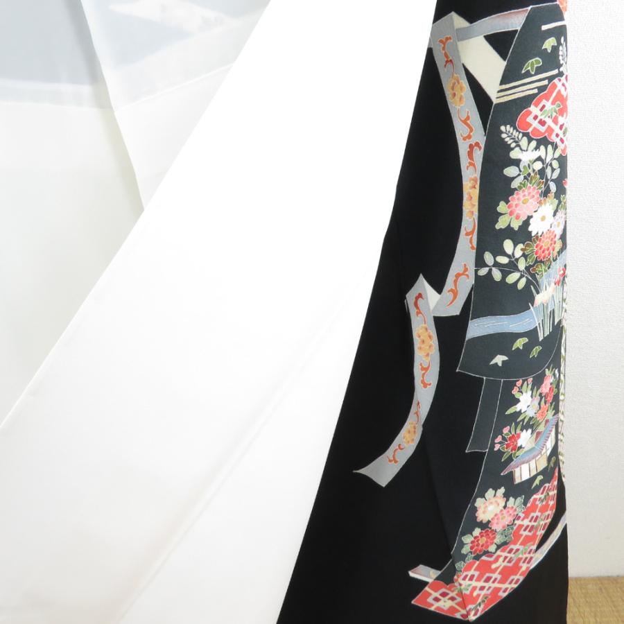 黒留袖 本場加賀友禅染 柿本市郎 誰が袖 作家物 落款入 正絹 袷 広衿