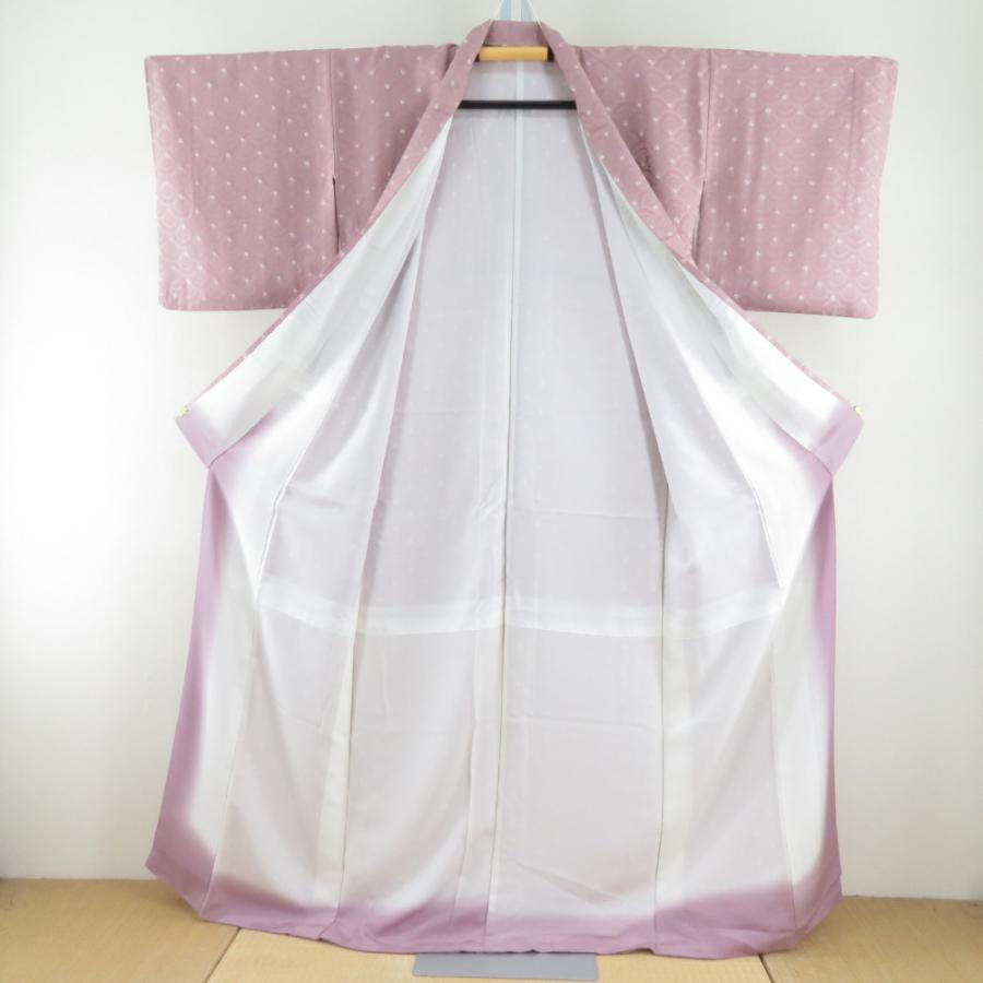 小紋 絞り 青海波模様 ピンクｘ白 袷 広衿 正絹 仕立て上がり カジュアル着物 身丈161cm |  | 01