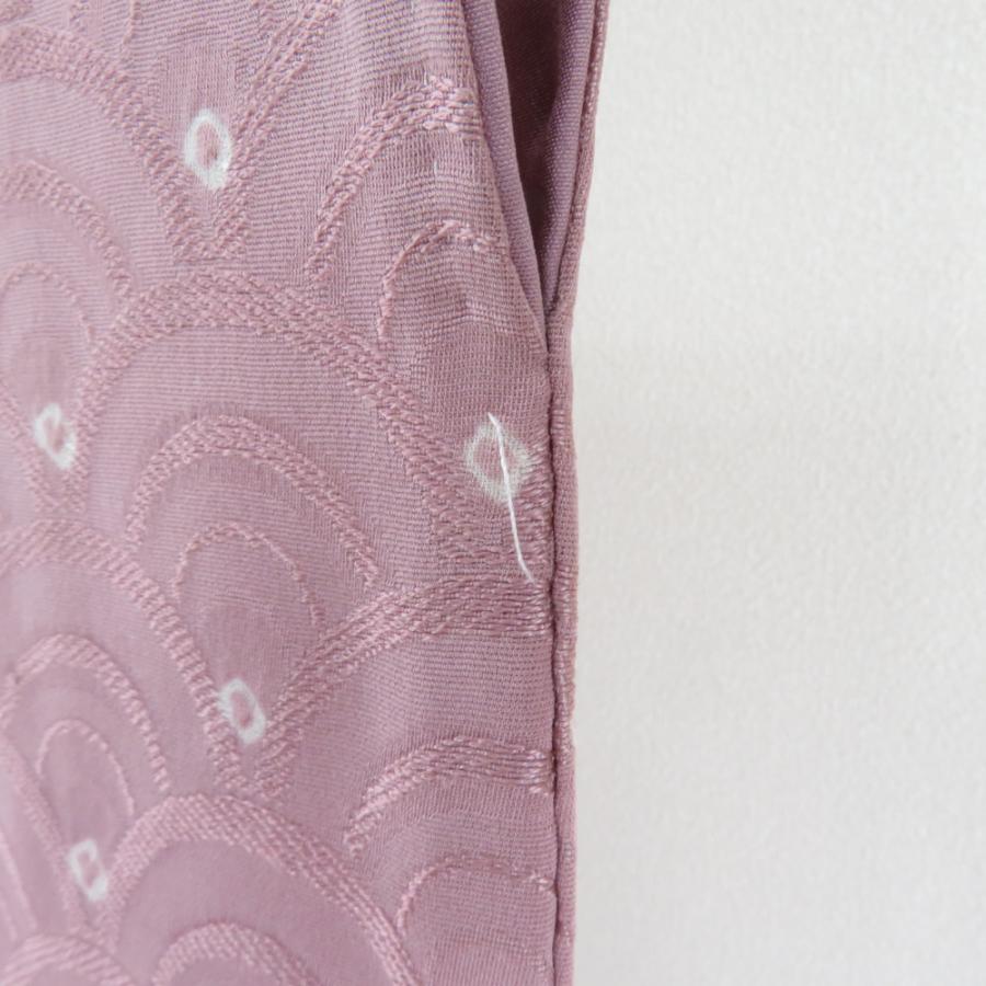 小紋 絞り 青海波模様 ピンクｘ白 袷 広衿 正絹 仕立て上がり カジュアル着物 身丈161cm |  | 07